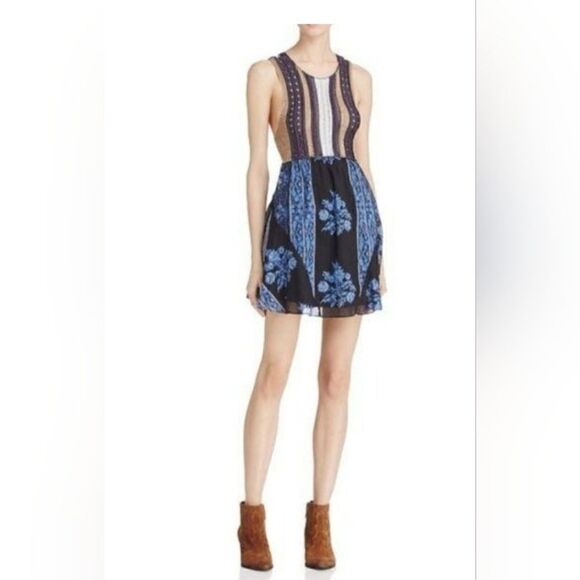 FREE PEOPLE  Katie Crochet Bandana Boho Dress size Xs - Picture 1 of 10
